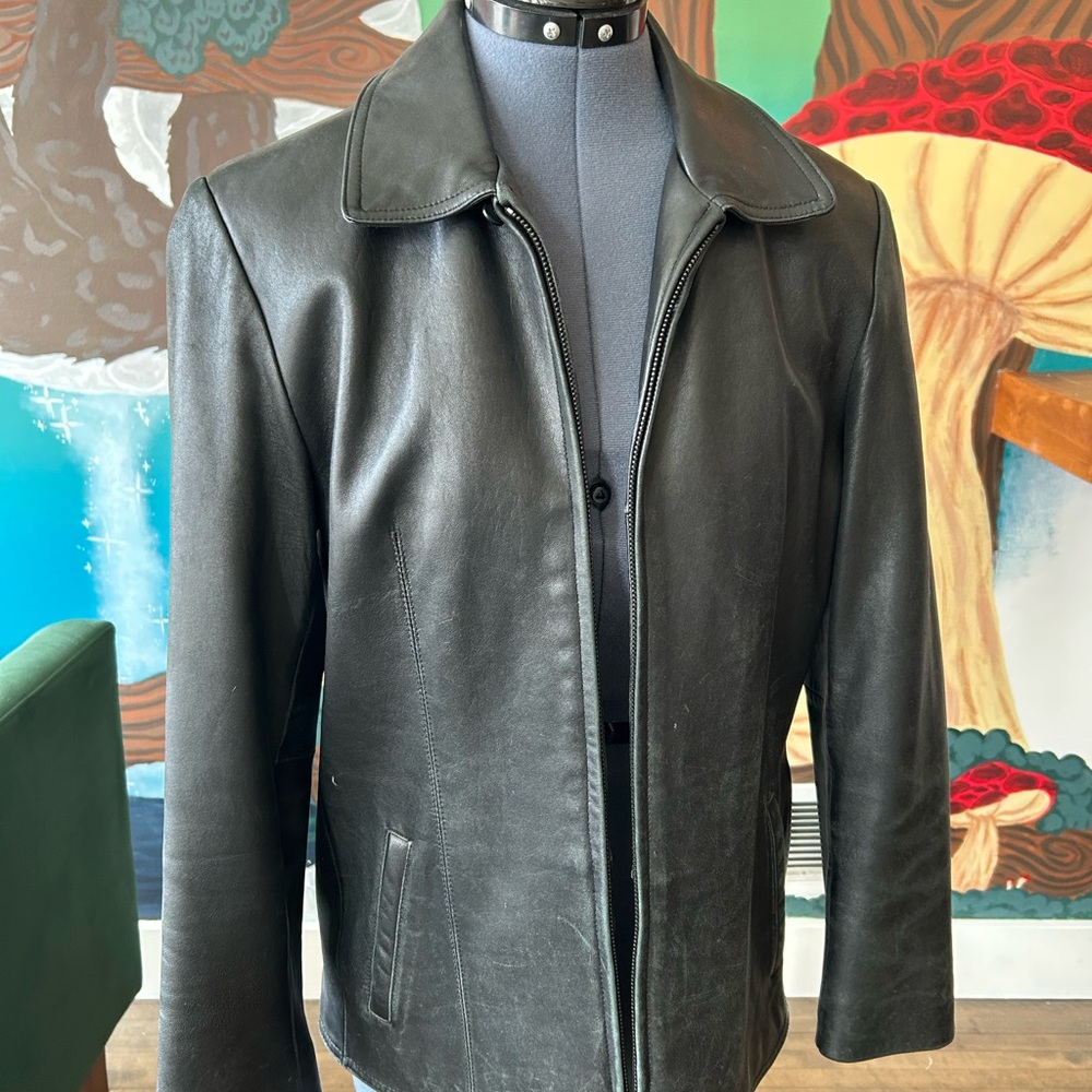 Adler Collection Leather Soft Lambskin Black Lined Jacket Women’s Size M (unisex